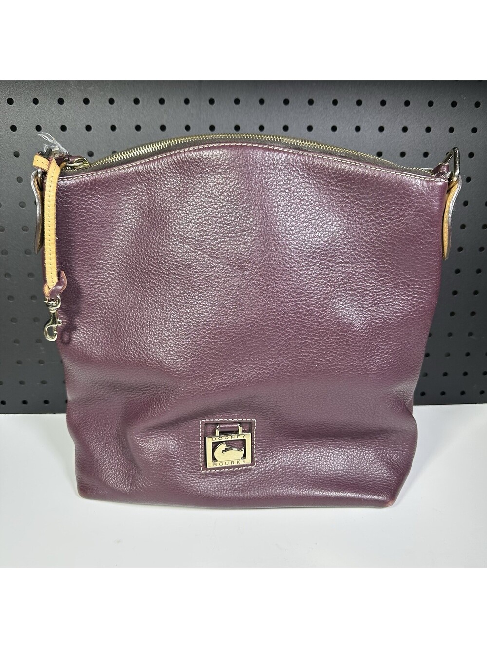 Dooney & Bourke Pebbled Leather Hobo Bag Burgundy Large Shoulder Purse
